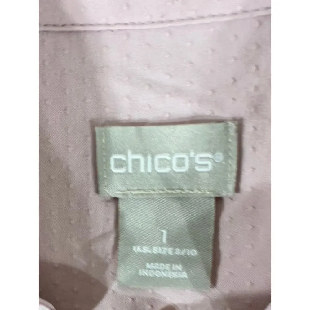 Chicos Silky Soft‎ Donny Half-Placket Shirt Size 1 or 8/10 Pink Button Front